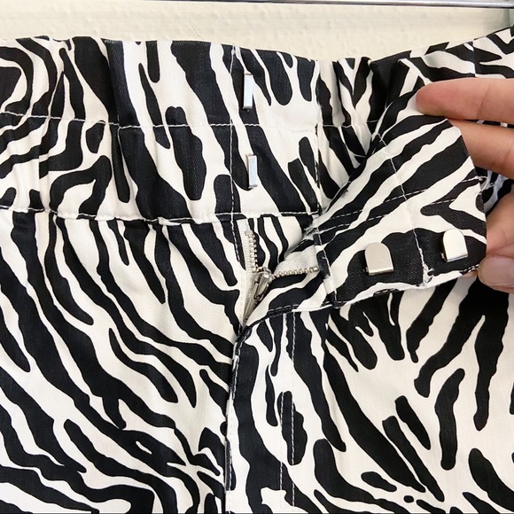 Bar III Zebra Mini Skirt Paperbag Ruffle High Waist Stretch Denim Women 14 - Picture 5 of 8